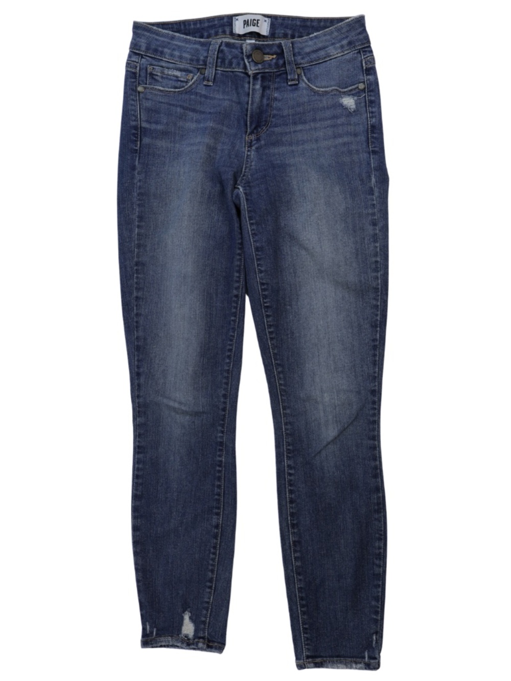 PAIGE Verdugo Crop Jeans Size 25 Blue Mid Rise Skinny Distressed Ankle Denim